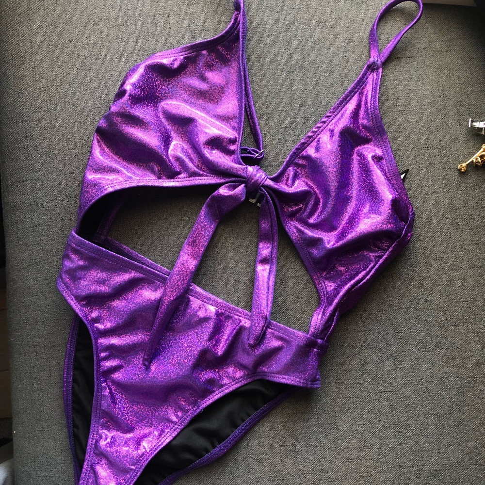 Brand New Metallic Purple One-piece Swim suit